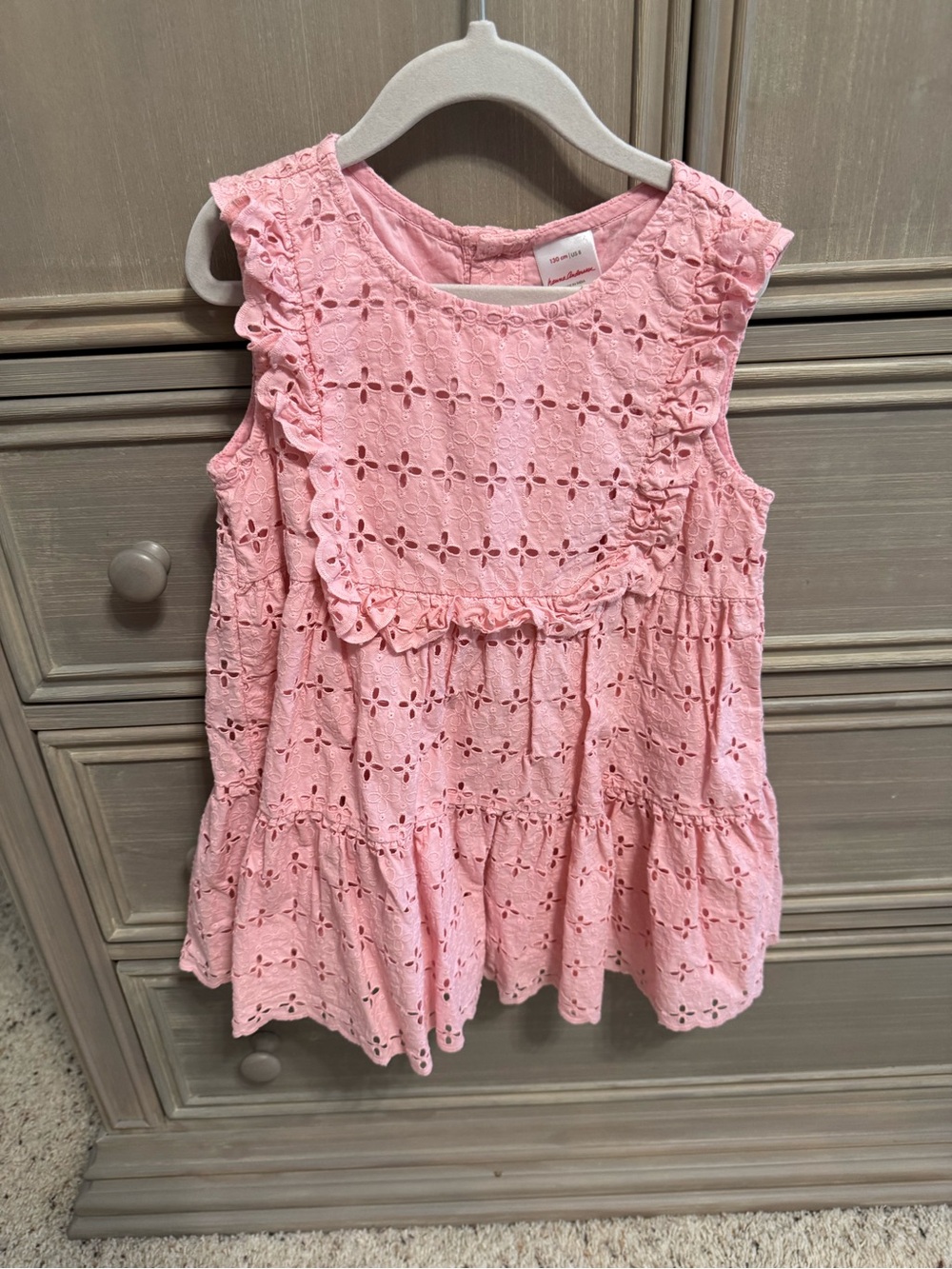 Hanna Andersson Pink Eyelet Ruffle Tank